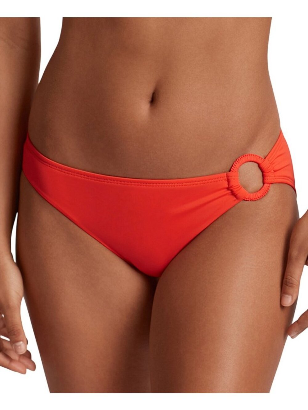 NWT Lauren Ralph Lauren Macrame-Ring Hipster Bikini Bottom Persimmon Orange 10